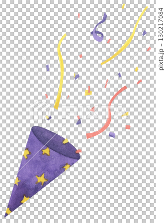 Watercolor Party Popper. Confetti Explosion Celebration Decoration for Birthday, Anniversary, Happy New Year. 130217084