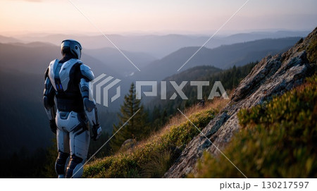 Futuristic Robot in Nature Landscape Futuristic Robot in Nature Landscape 130217597