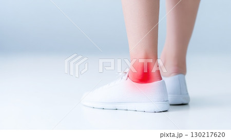 Person with Painful Ankle Highlighted in Red Person with Painful Ankle Highlighted in Red 130217620
