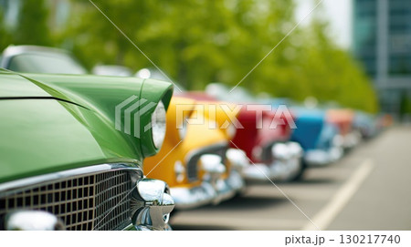 Vintage Cars in a Row 130217740