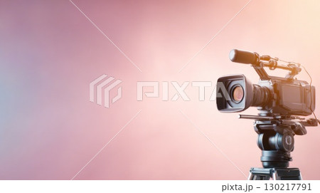 Professional Video Camera on Tripod Professional Video Camera on Tripod 130217791