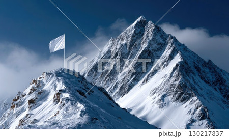 White Flag on Snowy Mountain 130217837