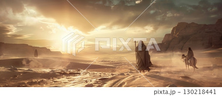 Exodus of the bible, Moses crossing the desert with the Israelites 130218441