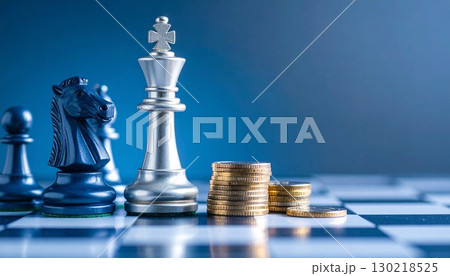 チェスのピースと現金のイメージ 130218525
