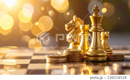 チェスのピースと現金のイメージ 130218526