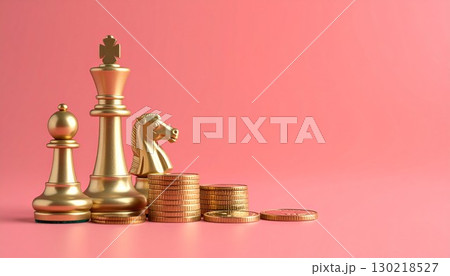 チェスのピースと現金のイメージ 130218527