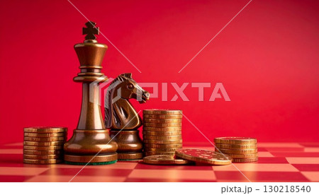 チェスのピースと現金のイメージ 130218540
