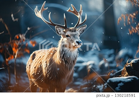 colorful wild deer in woods 130218591