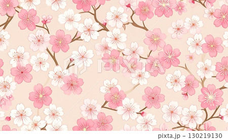 梅の花と七宝文様の華やか和柄背景 130219130