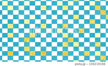 和紙と金箔が光る市松模様の背景 130219198