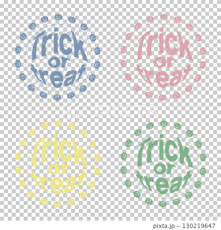 Trick or Treat wreath-style logo (4-color set, pastel) Trick or Treat wreath-style logo (4-color set, pastel) 130219647
