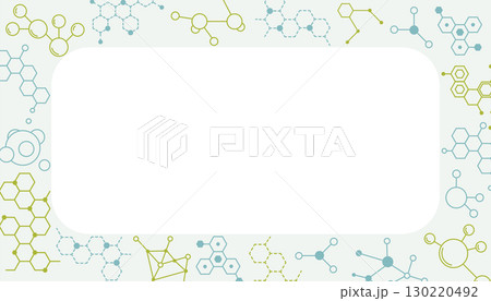 Abstract frame background with molecular structures on white. 130220492