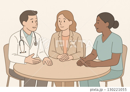 医師・看護師・スタッフによるチームケア会議の様子 130221055