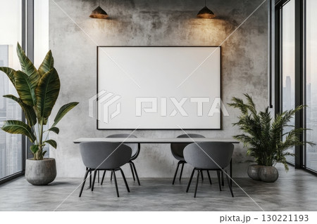 Modern conference room design urban setting interior photography contemporary atmosphere wide angle minimalist aesthetic 130221193