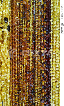 Natural amber beads, close-up 130221446