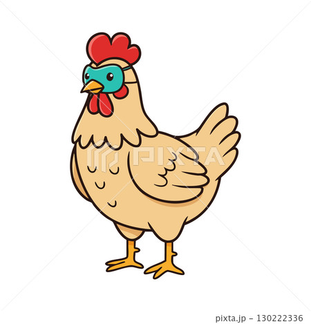 Chicken farm animal vector illustration with red comb and yellow legs natural design Chicken farm animal vector illustration with red comb and yellow legs natural design 130222336