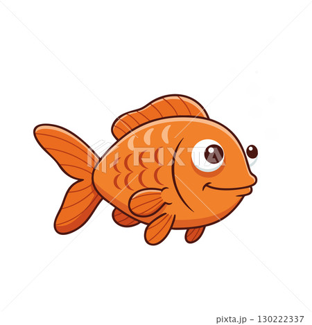 Cartoon style orange goldfish swimming isolated on white background vector illustration 130222337