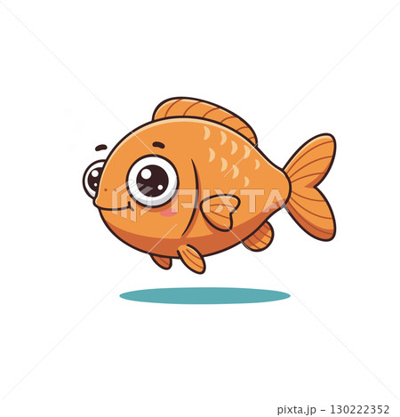 Cartoon orange fish with big eyes in playful style vector illustration 130222352