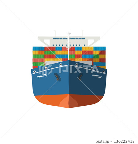 Container ship front view carrying multicolored cargo containers vector illustration Container ship front view carrying multicolored cargo containers vector illustration 130222418