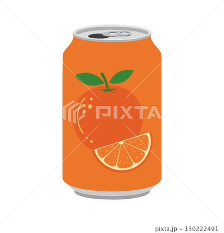 Orange soda can with fresh orange fruit illustration vector design 130222491