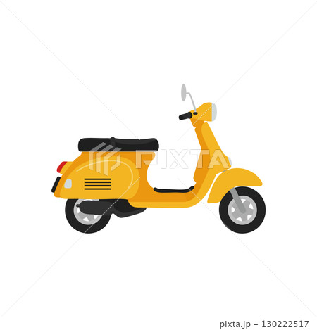 Yellow Retro Scooter Vector Illustration in Side View for Urban Transport Design Yellow Retro Scooter Vector Illustration in Side View for Urban Transport Design 130222517