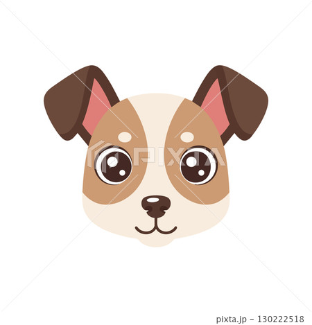 Cute dog face vector illustration with brown ears and big eyes for pet design 130222518
