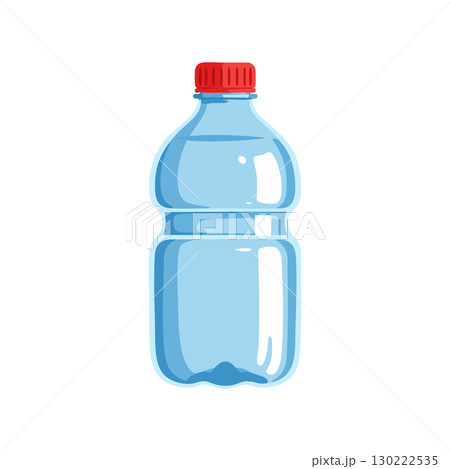Plastic water bottle with red cap vector illustration in blue transparent style 130222535