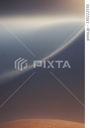 Shrouded stellar objects and planets drift in mist, evoking eerie wonder - ai generated 130222550