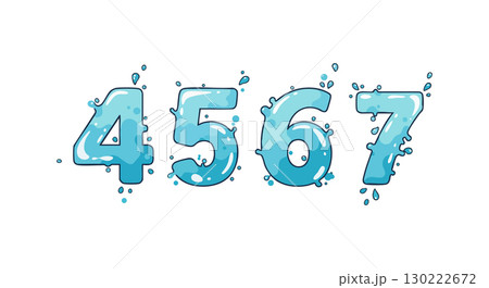 Blue Water Splash Numbers Four Five Six Seven in Vector Style Illustration Blue Water Splash Numbers Four Five Six Seven in Vector Style Illustration 130222672