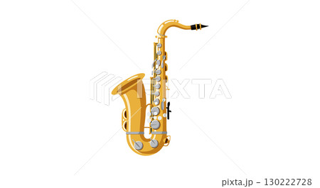 Saxophone musical instrument vector illustration with golden brass and silver keys 130222728