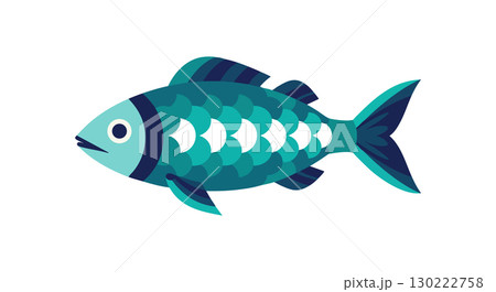 Blue and turquoise fish illustration with scales and fins vector design Blue and turquoise fish illustration with scales and fins vector design 130222758