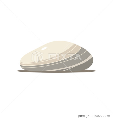 Smooth white and beige stone pebble vector illustration simple nature object design 130222976
