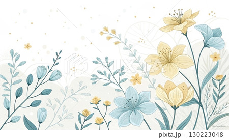 Pastel-toned flowers minimal soft lines digital art background 8K 130223048