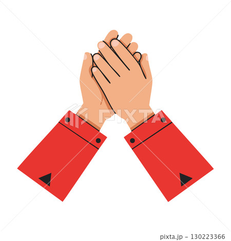 Clapping Hands Gesture with Red Sleeves Vector Illustration for Applause and Appreciation 130223366
