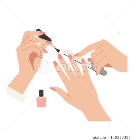 Woman Painting Nails with Pink Nail Polish Beauty and Self Care Vector Illustration Woman Painting Nails with Pink Nail Polish Beauty and Self Care Vector Illustration 130223395