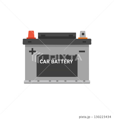 Car battery vector illustration with positive and negative terminals clear design Car battery vector illustration with positive and negative terminals clear design 130223434