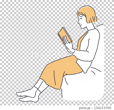 讀書的婦女在沙發 130223700