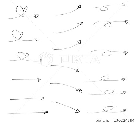 ペンで手描きした矢印セット ペンで手描きした矢印セット 130224594