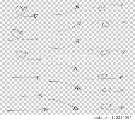 ペンで手描きした矢印セット ペンで手描きした矢印セット 130224594