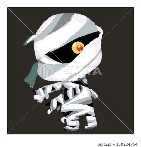 かわいいハロウィンのミイラキャラクターイラスト 黒背景 かわいいハロウィンのミイラキャラクターイラスト 黒背景 130224754