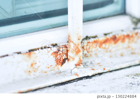 old baluster, old balustrade or old banister or old bar or rust bar or window bar 130224884