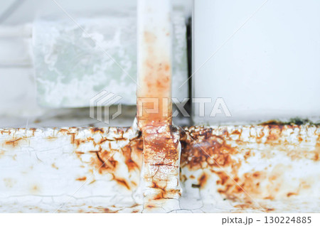 old baluster, old balustrade or old banister or old bar or rust bar or window bar 130224885