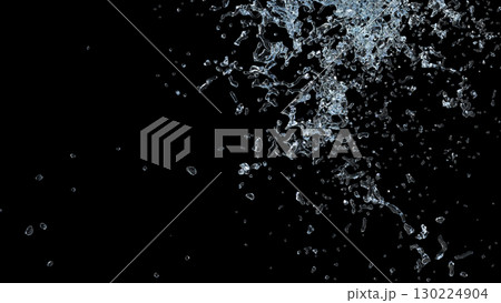 Water Splash Droplets on Black Background for Creative Design 130224904