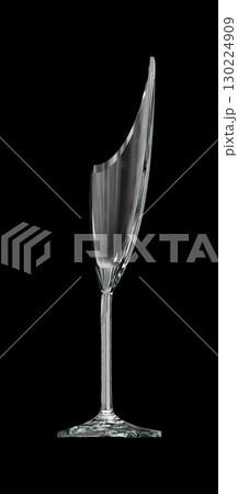 Shattered Champagne Flute Against Dark Background 130224909