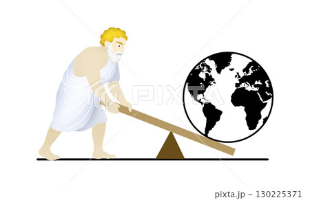 illustration of physics and history, Greek mathematician Archimedes, The lever is long enough and the center point to place and to move the world, A lever is a simple machine consisting of a beam 130225371