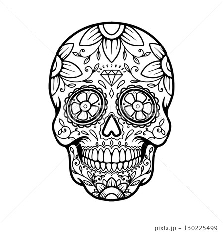 Illustration of mexican sugar skull. Day of the dead. Dia de los muertos. Vector illustration Illustration of mexican sugar skull. Day of the dead. Dia de los muertos. Vector illustration 130225499