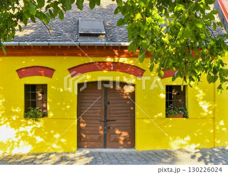 Wine cellar in South Moravia. Traditional wine cellar in South Moravia, Czech Republic. Concept of winemaking, traditional winery in Europe. Concept of tradition, rusticity, and good wine. 130226024