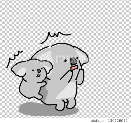 無尾熊父母和孩子因某事而感到驚訝的插圖素材 130226052