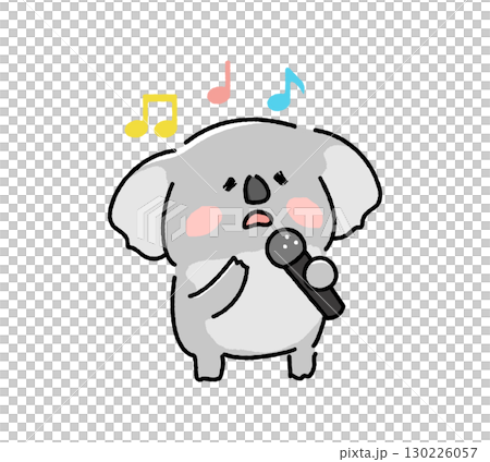 可愛的無尾熊角色拿著麥克風唱歌 130226057