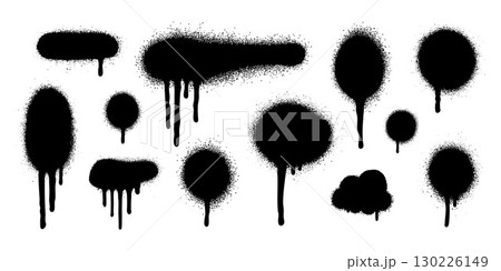 Graffiti spray splatter in grunge drip stencil and black ink style. Urban tag paint with messy blob texture for bold compositions. Great for street art or alternative poster design Graffiti spray splatter in grunge drip stencil and black ink style. Urban tag paint with messy blob texture for bold compositions. Great for street art or alternative poster design 130226149
